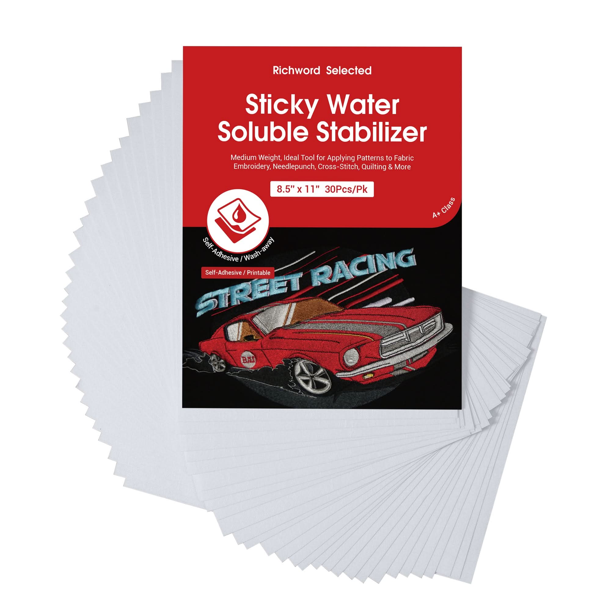 Richword Selected Printable Water Soluble Stabilizer Paper 8.5"x11"