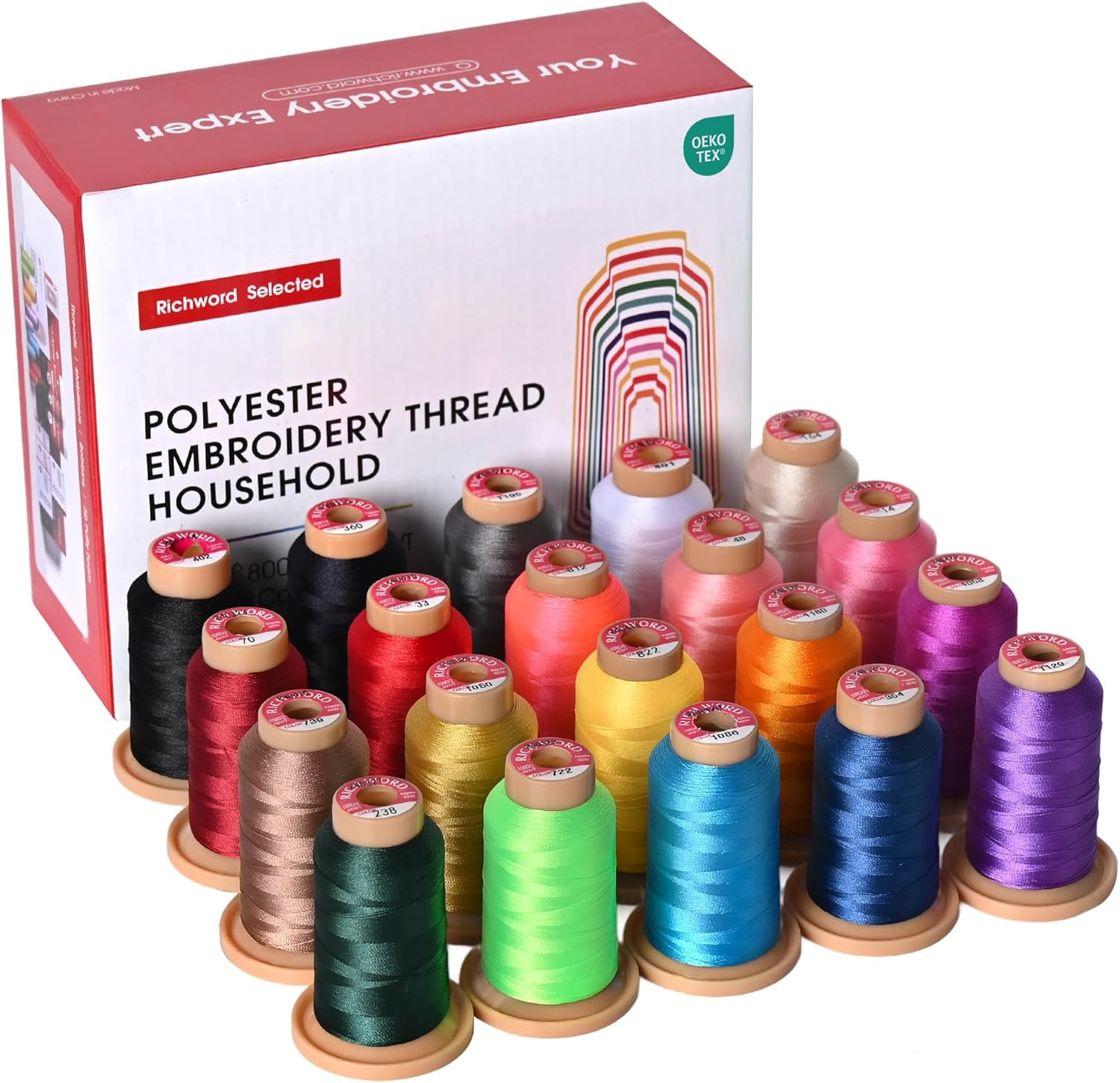 800m*20 colors Richword 108D/2 40wt Polyester Embroidery Thread