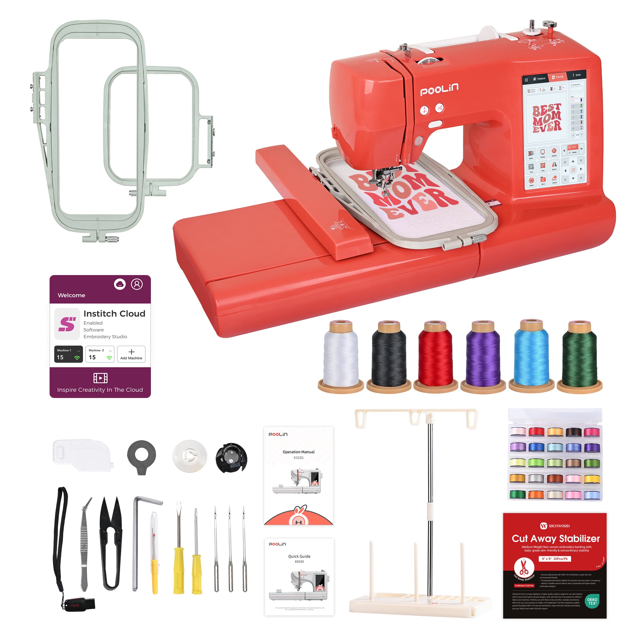 POOLIN EOC05RE Computerized Home Embroidery Machine For Beginner