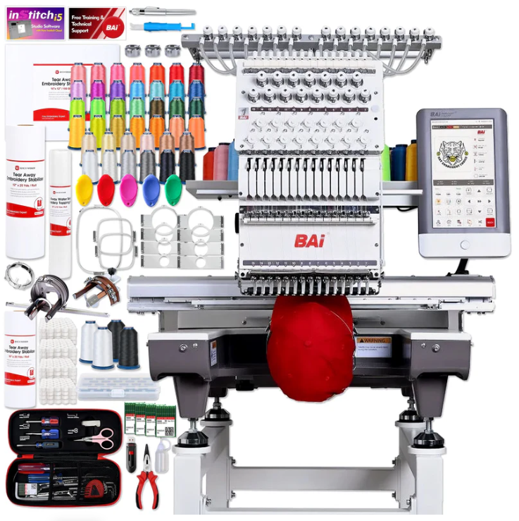 BAi Deluxe Bundle：The MIRROR 15 Needle Commercial Embroidery Machine with Starter Kit Home Delivery Tax Included