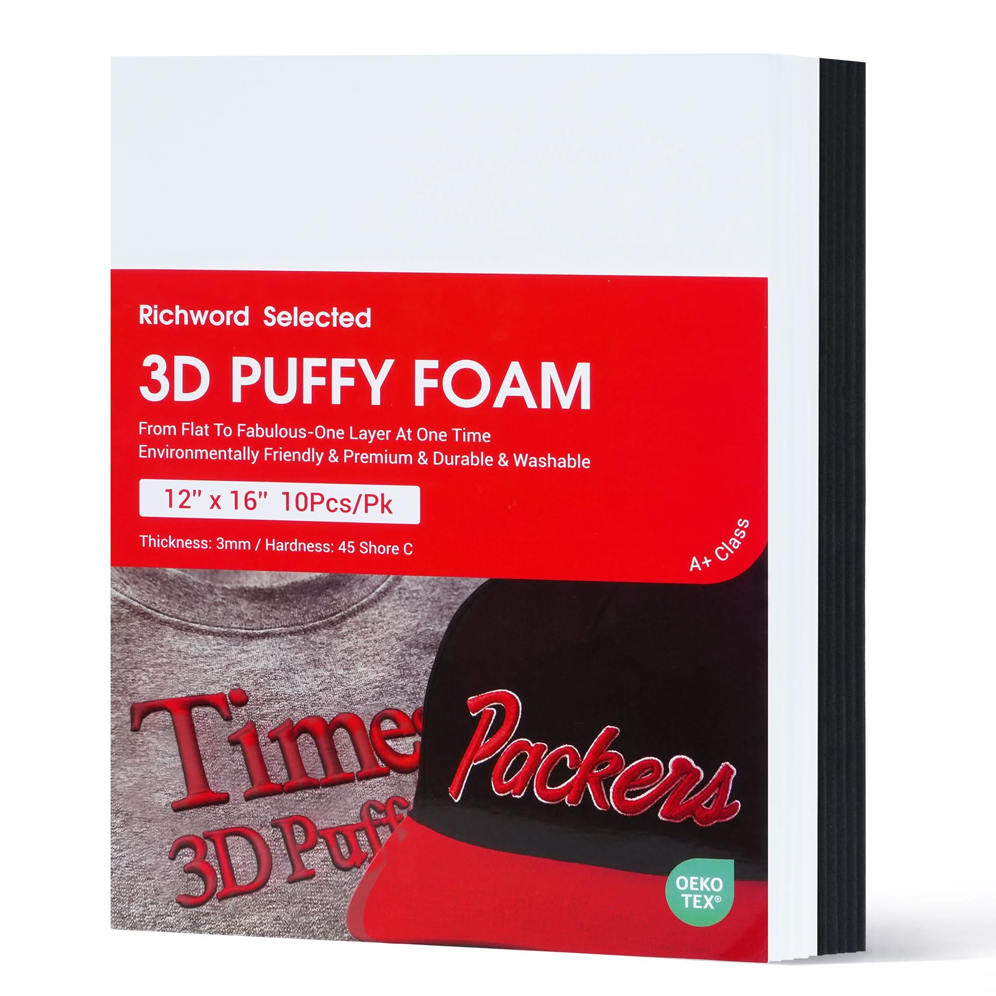 3D Puff Embroidery Foam Sheets 3mm Thick 12x16 Inch – 5 Black, 5 White (10pcs)