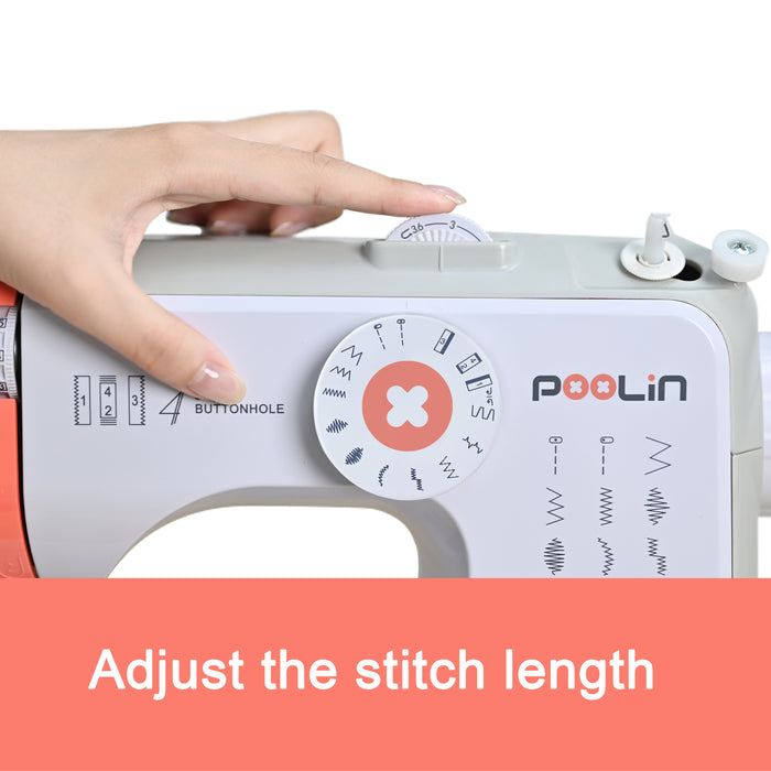 Poolin Basic Sewing Machine with Multi-Accessories Portable Compact Suitable for Daily Sewing Needs Households