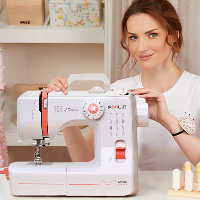 Poolin Basic Sewing Machine with Multi-Accessories Portable Compact Suitable for Daily Sewing Needs Households