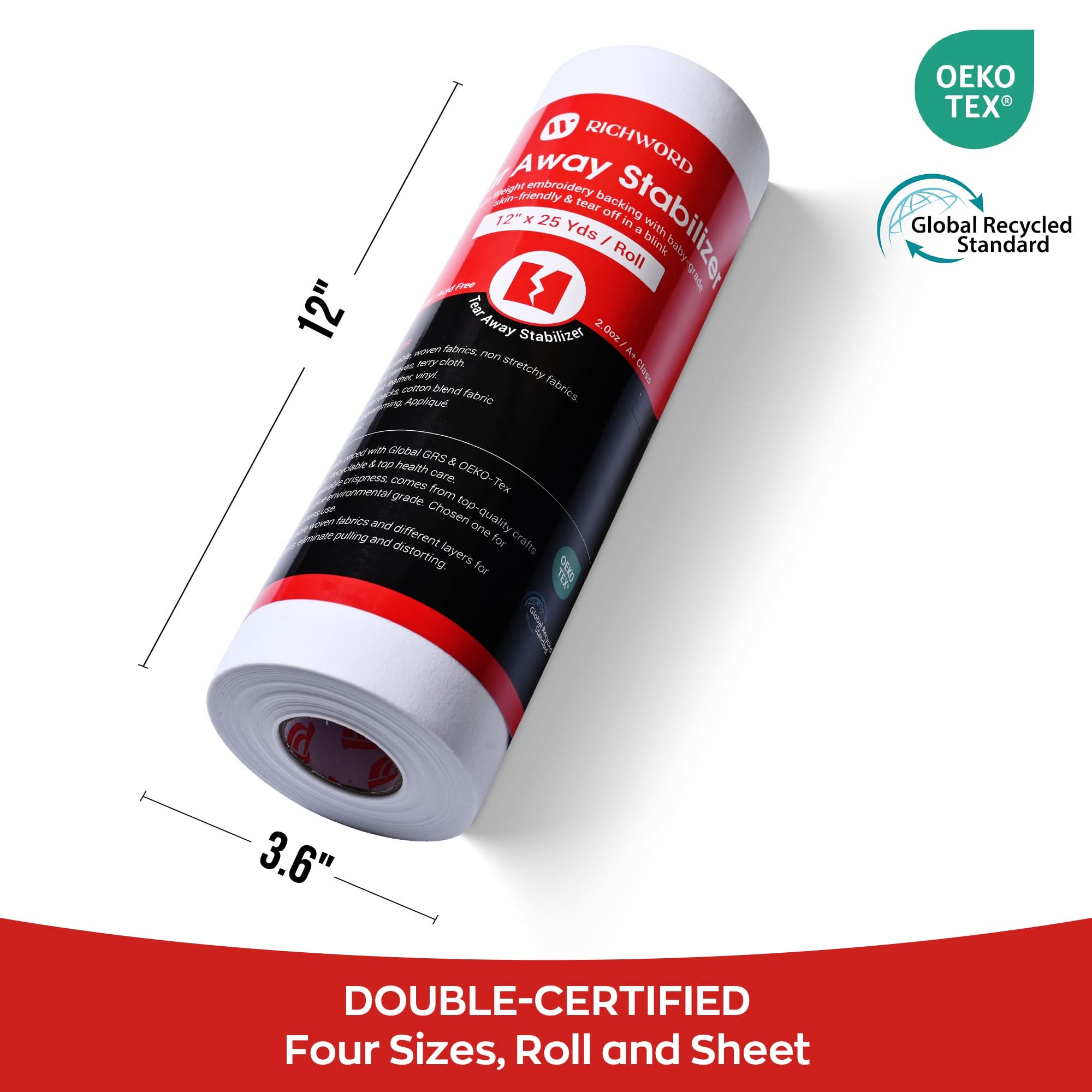 Tear Away Embroidery Machine Stabilizer Backing Roll Package 2.0oz 12in*25Yards*1pc