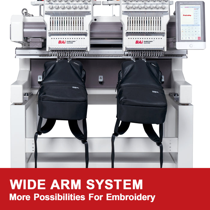 BAI Vision V22-2 double head commerical embroidery machine wide arm system