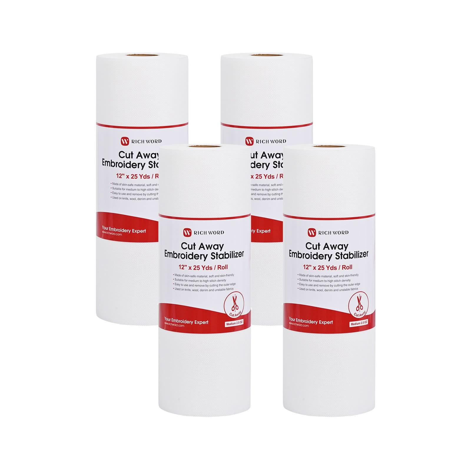Cut Away Embroidery Machine Stabilizer Backing roll package 2.5 oz 12in*25Yards*4pcs