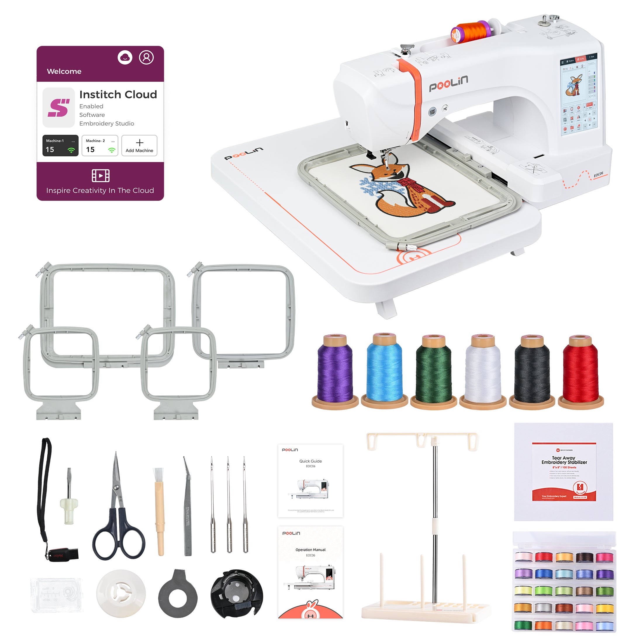 POOLIN EOC06 7.9”*11 Computerized Embroidery Machine For Home Business （Tax included & Free shipping）