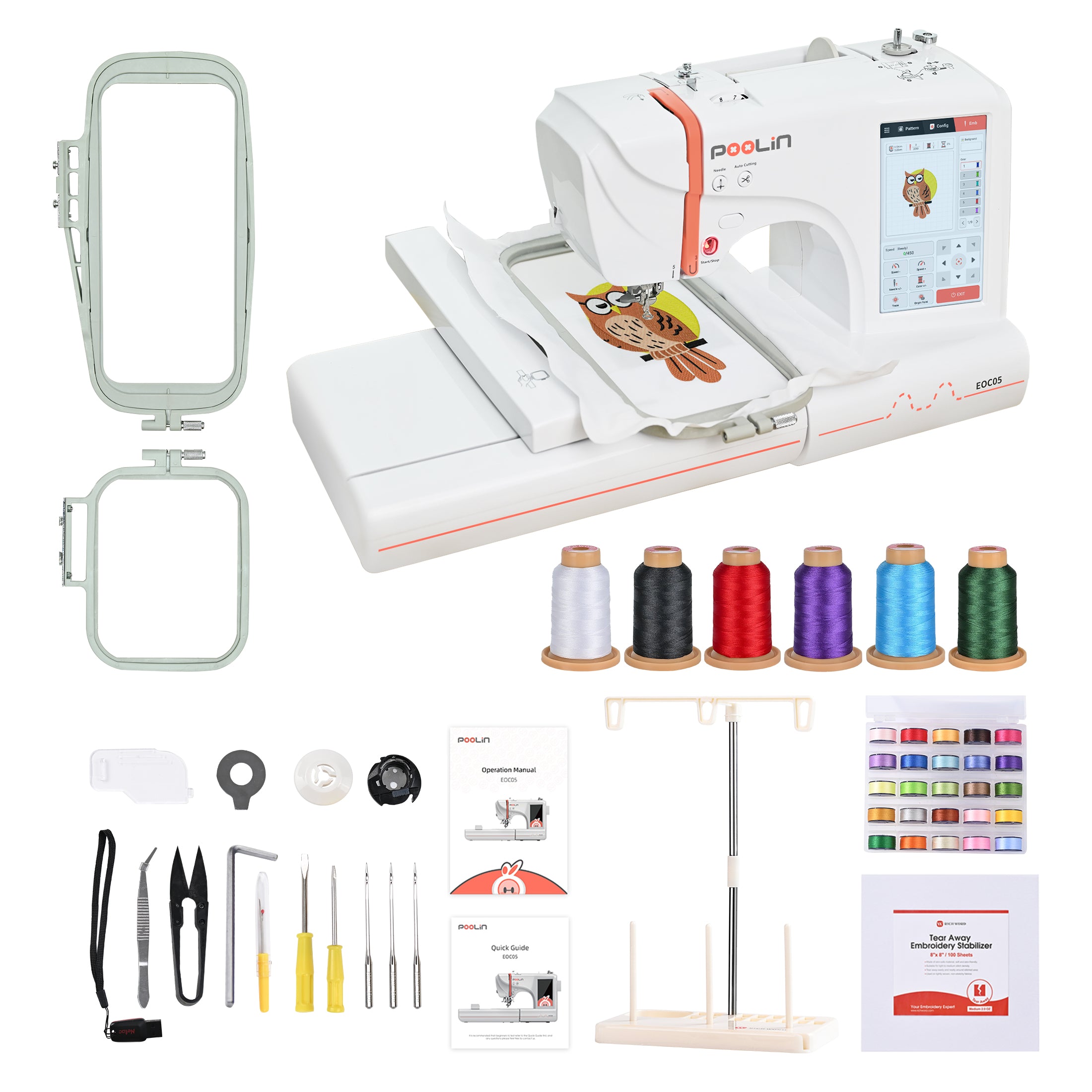 POOLIN EOC05 Computerized Home Embroidery Machine For Beginner（Tax included & Free shipping）