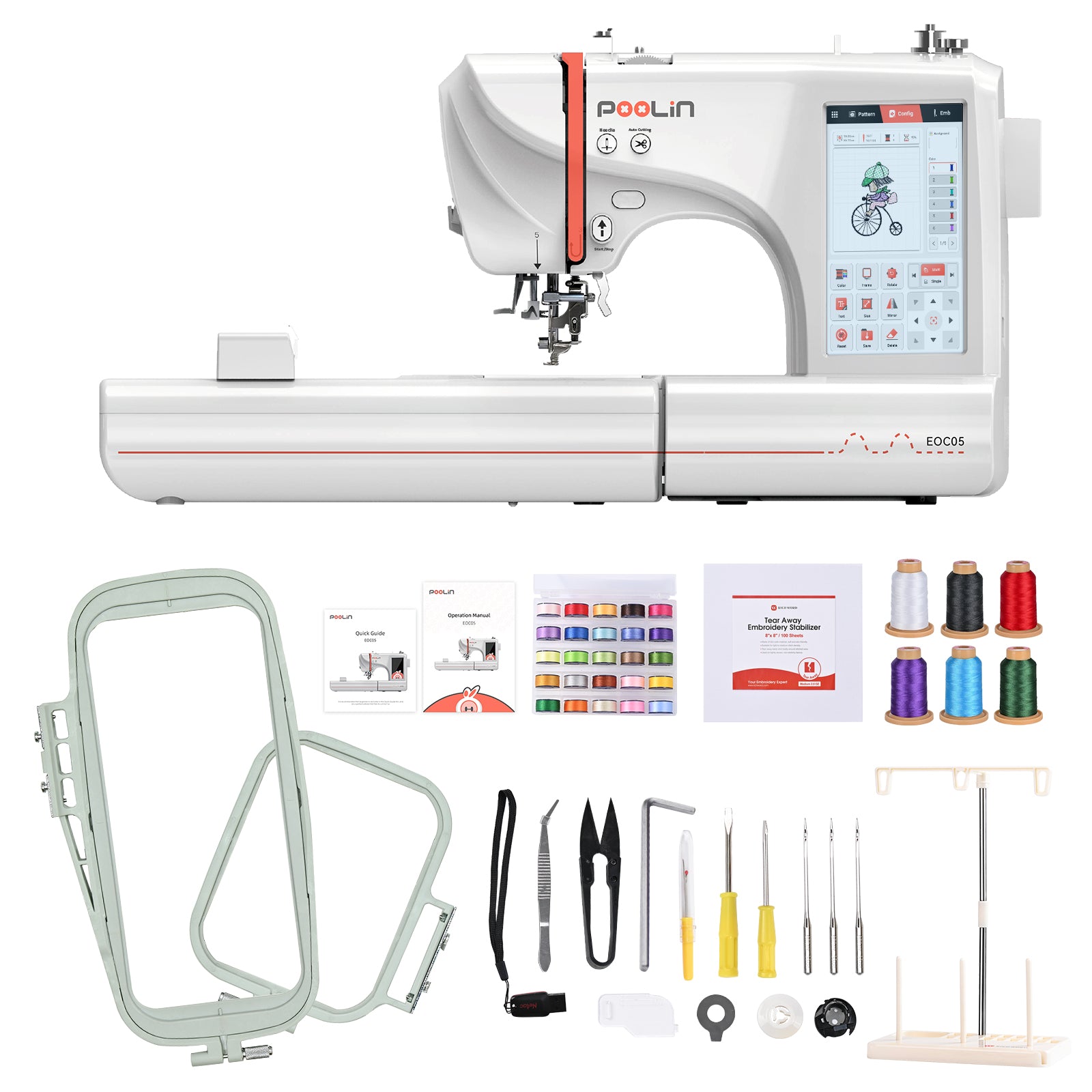 11+ Embroidery Machine For Beginners POOLIN EOC06 7.9”*11 Computerized Embroidery Machine For Home Business