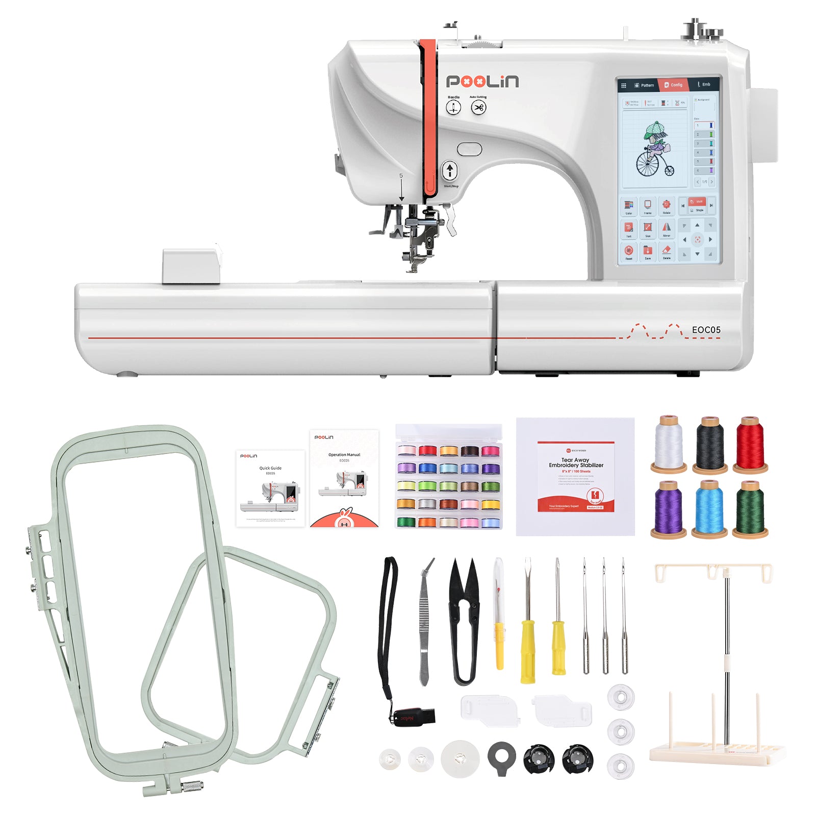 POOLIN EOC05 Computerized Home Embroidery Machine For Beginner（Tax included & Free shipping）