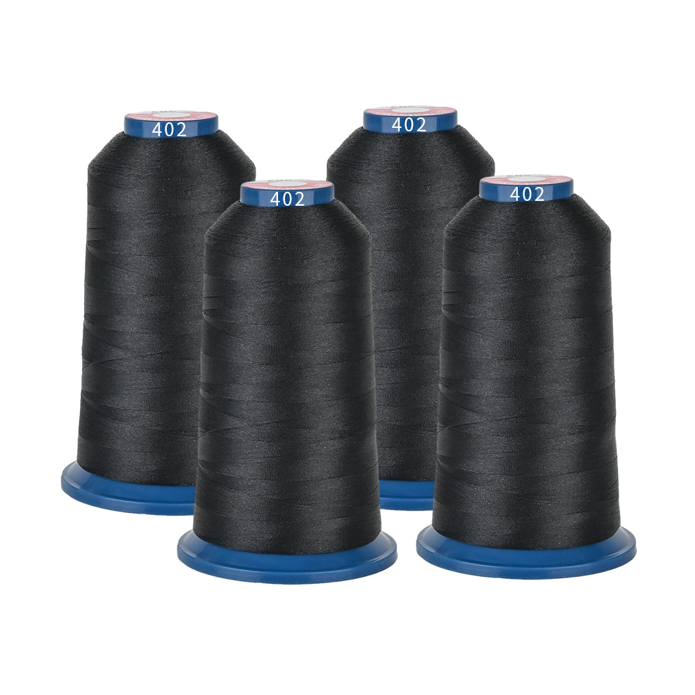 2024 Richword Selected 4000m 108D/2 40wt Polyester Thread-Black 402 four-pack