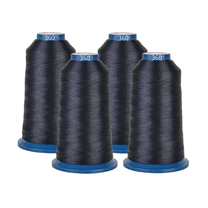 Richword 2024 Selected Polyester Thread 4000m 108D/2 40wt Black 360 four-pack