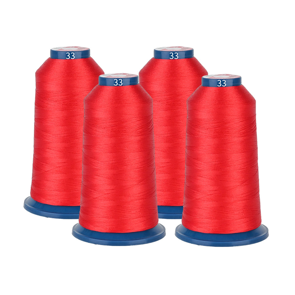 2024 Richword Selected 4000m 108D/2 40wt Polyester Thread-Red 33 four-pack