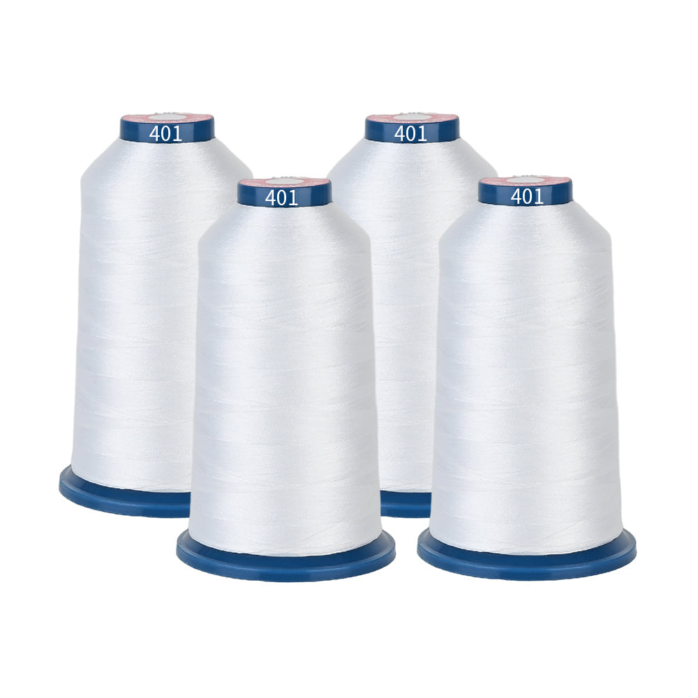 2024 Richword Selected 4000m 108D/2 40wt Polyester Thread-White 401 four-pack