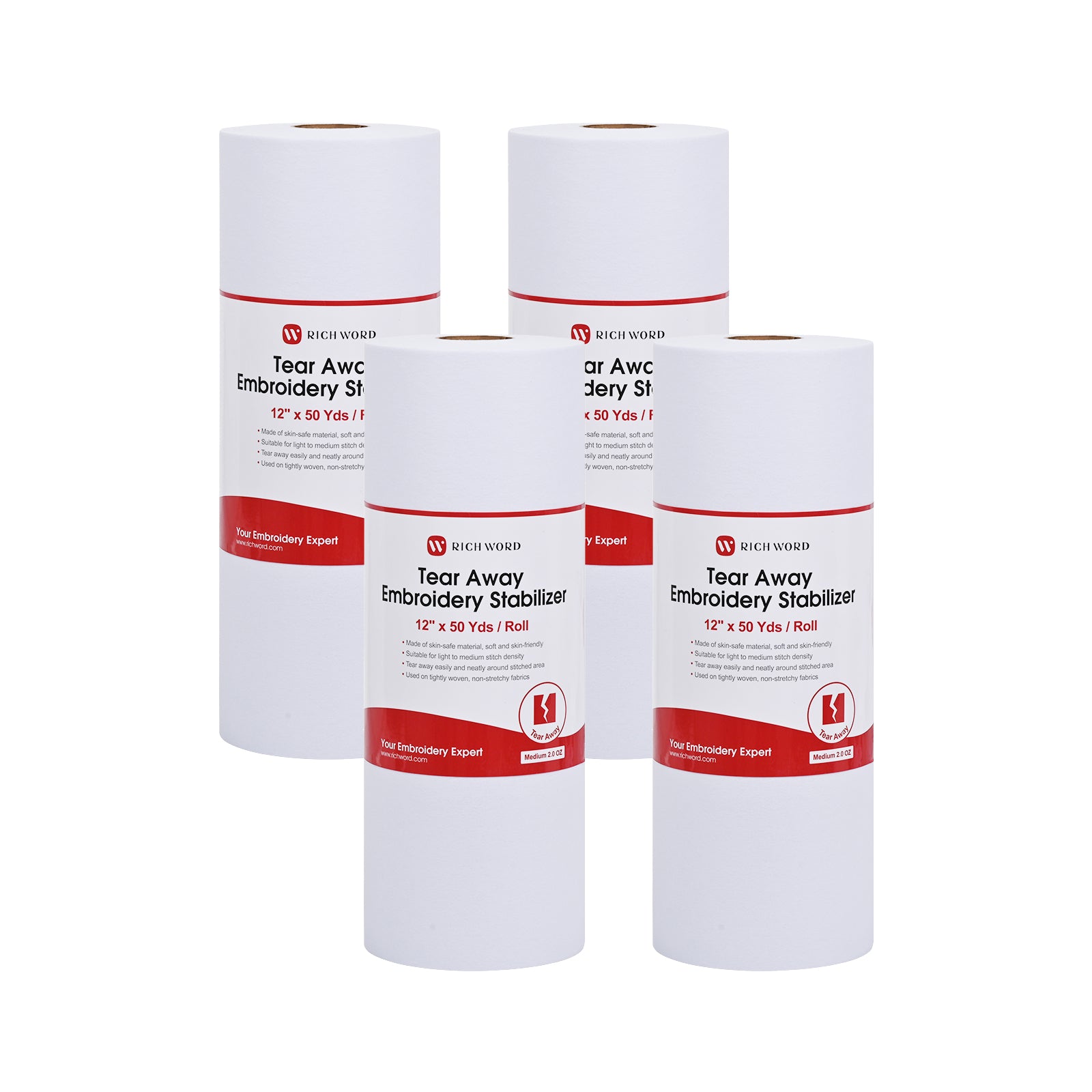 Tear Away Embroidery Machine Stabilizer roll package 2.0 oz 12in*50Yards*4pcs