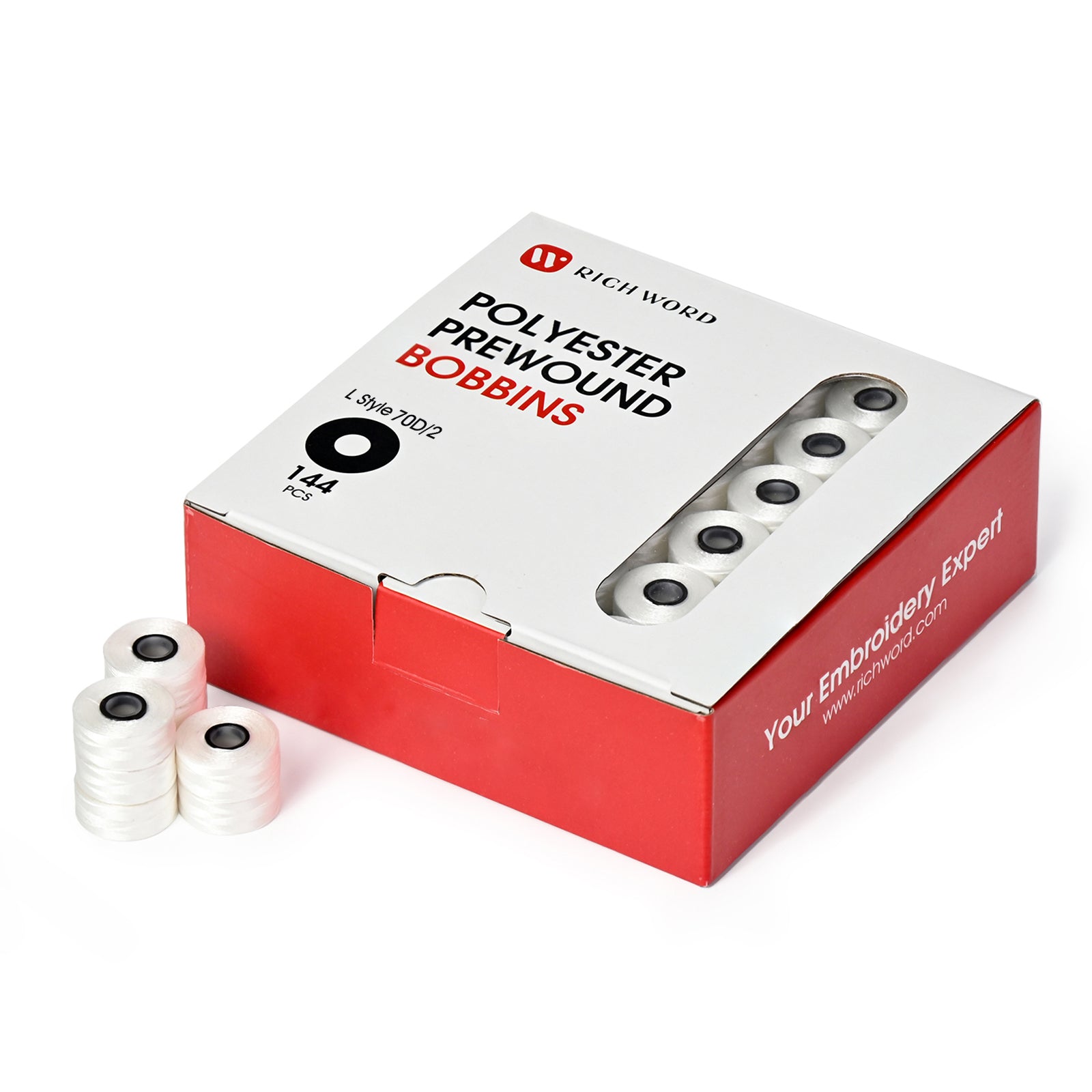 Style L Prewound Magnetic Core 70D/2(60WT)  White Embroidery Magnetic Bobbins(144 Bobbins)