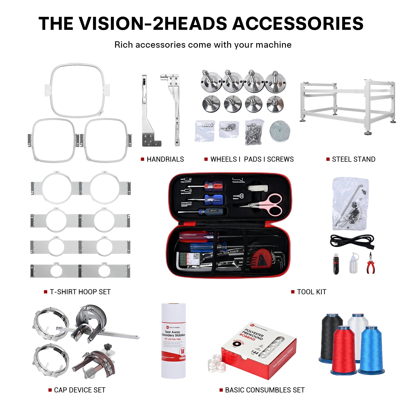 BAi THE VISION (2 Heads)  Computerized Industrial  Embroidery Machine Tax Free