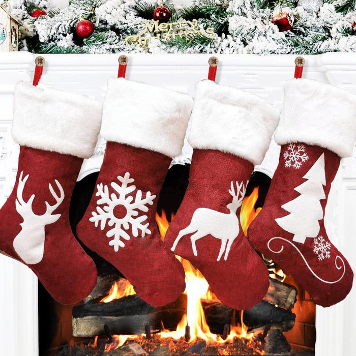 Christmas socks Christmas stocking 4 Paterns can be embroidered Size: 46*27*20cm