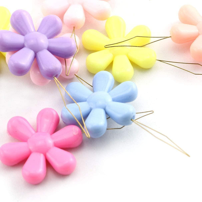 Plastic Flower Head Wire Loop Needle Threaders for Hand Stitching