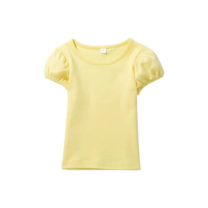 100% cotton toddler girls short sleeve puff shirt 180g/㎡ 6.3oz